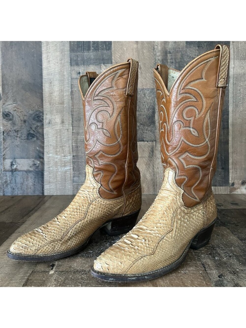 Dan Post Vintage Snakeskin Western Cowboy Boots Mens 7.5 D